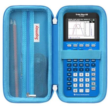 Imagem de Supmay Capa para calculadora compatível com Texas Instruments TI-84 Plus CE/TI-84 Plus/TI-83 Plus/TI-83 Plus CE Calculadora gráfica colorida, estojo de armazenamento com bolso de malha para cabo USB