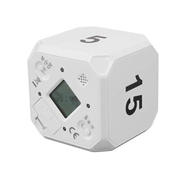 Imagem de Yctze Timer de Cozinha Portátil Com Modos Ajustáveis ​​- Flip Cube Timer para Culinária, Exercício e Uso do Escritório | Mudo para 5, 15, 25, 45 Minutos (Branco)