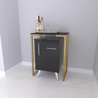 Imagem de Aparador para Frigobar Cervejeira Adega Bar Bancada com Pés de Ferro (Dourado com Preto)