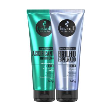 Imagem de Kit Supermáscaras Haskell Acidificante Redutor de pH e Brilho Espelhado 240g