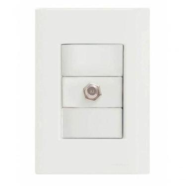 Imagem de Conjunto 4x2 1 Tomada Tv-sat Coaxial Tramontina Giz Branco