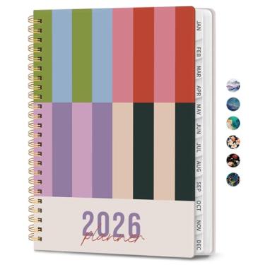 Imagem de Agenda 2026, agenda mensal e semanal para mulheres, janeiro de 2026 a dezembro de 2026, capa dura bonita agenda 2026 livro com abas, encadernação em espiral, perfeito para escola, escritório, casa, 16