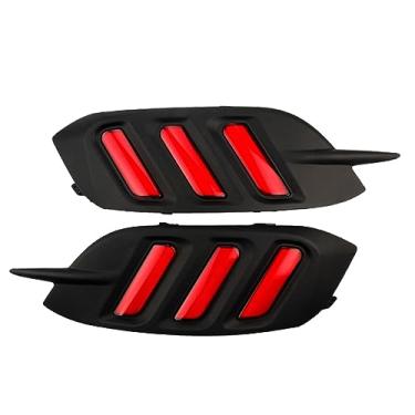 Imagem de MACHSWON Luzes refletoras de para-choque de LED, substituição de lâmpada refletora de para-choque traseiro, luz vermelha, 2016-2018 compatível com Honda Civic, lente vermelha
