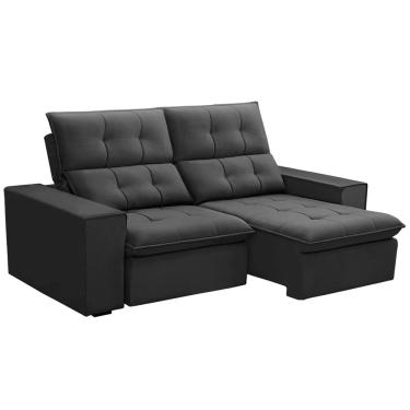Imagem de Sofá Retrátil Reclinável Para Sala 3 Lugares 210cm Vincent F04 Veludo Cinza Escuro - Lyam Decor