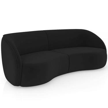 Imagem de Sofá 4 Lugares Para Sala Living Orgânico 288cm Eron M03 Veludo Preto - Lyam Decor