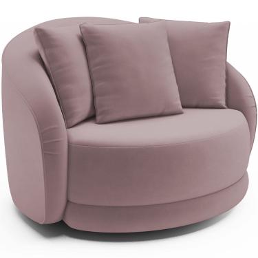 Imagem de Poltrona Decorativa Para Sala de Estar Base Giratória Witta M03 Veludo Rosê - Lyam Decor