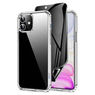 Imagem de Capa Capinha Clear Case Transparente Resistente a Risco e Anti Impacto + Película Protetor Tela Cerâmica Fosca Privacidade Para iPhone (iPhone 11)