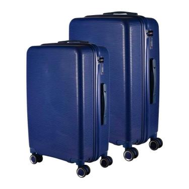 Imagem de Kit Mala 23Kg + 10Kg Polipropileno Inquebrável Azul Marinho
