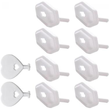 Imagem de Conjunto 8 Protetores Para Tomada Lyor Com 2 Chaves 3x2x1,5cm Branco