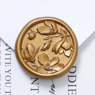 Imagem de Adesivo UNIQOOO Wax Seal Magnolia, 50 unidades de ouro antigo