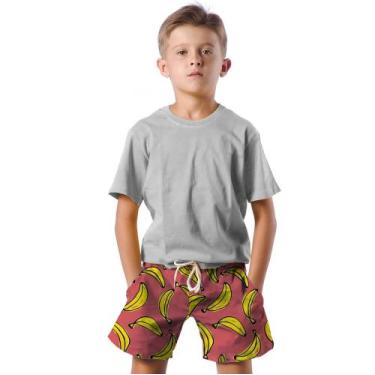 Imagem de Shorts Infantil Bermuda Calção Praia Verão Banana Cartoon Amarelo Dese
