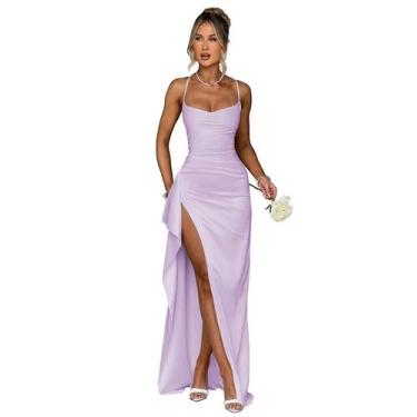 Imagem de Vestido de noite GDJDIFK Mermaid Satin com alças ajustáveis