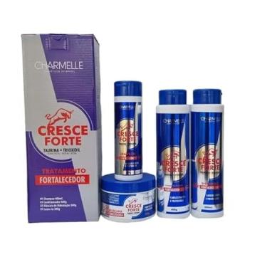 Imagem de Charmelle Cresce Forte Kit Tratamento Capilar, 4 Produtos com Taurina e Trioxidil, Shampoo 400ml, Condicionador 400g, Máscara 300g, Leave-in 200g
