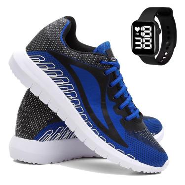 Imagem de Kit Tênis de Academia e Corrida Masculino Esporte Super Leve com Relógio-Masculino