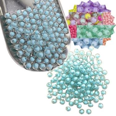 Imagem de 100 gr micangas de bolinhas acrilica translucida passante com miolo 8m