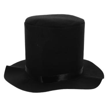 Imagem de LOGOFUN Christmas Snowman Hat Felt Snowman Top Hat Small Black Magician Hat for Xmas Party Cosplay Party Hair Accessories - Black
