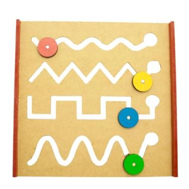 Imagem de PERSON DIGITAL Jogo Educativo Montessori em MDF, Tabuleiro com Linhas Vazadas para Coordenação Motora, 29x29x5cm, para Crianças a partir de 3 Anos, Psicomotricidade e Raciocínio Lógico