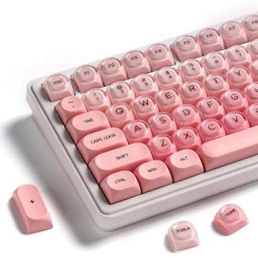 Imagem de Teclas PBT, XVX Pink Jelly HOA Profile Key Cap, teclas personalizadas fofas de 132 teclas (para teclados mecânicos com interruptores Cherry/Gateron MX) - rosa blush
