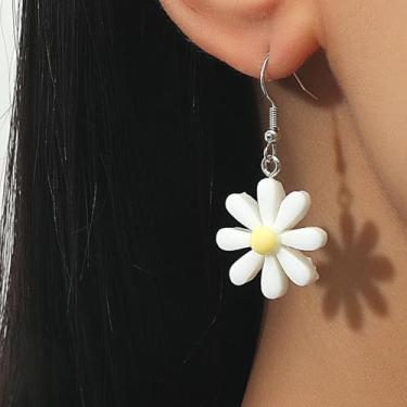 Imagem de Brincos de margarida para mulheres, brincos de gota de flores dos anos 70, roupas de Halloween dos anos 70, joias modernas, presentes, Medium, Latão, Sem pedra preciosa