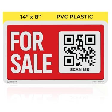 Imagem de Placa de 35,5 x 20,5 cm para venda (1 pacote) - Reutilizável e resistente Também é ótimo para imóveis, negócios e todos os veículos. Anuncie seus itens online I App incluído