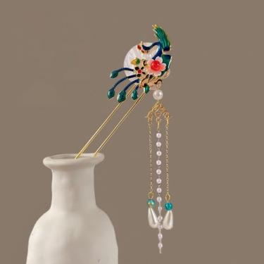 Imagem de Palito de cabelo de flor com borla, presilhas de cabelo elegantes com borboleta, enfeites de cabelo de liga metálica retrô (estilo 9)