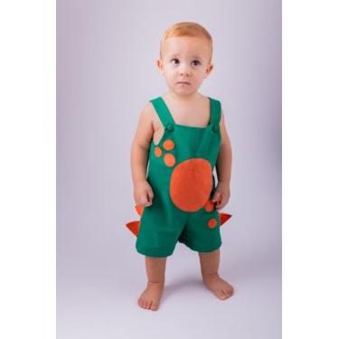Imagem de Fantasia dinossauro infantil criança unissex macacão dino menino menina (Verde, 2 Anos)