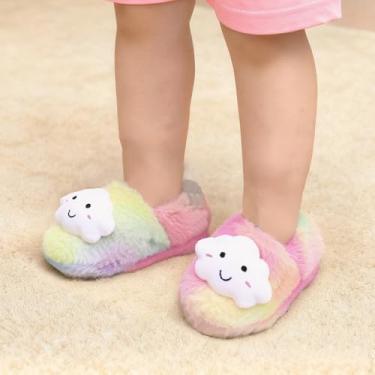Imagem de Chinelos infantis fofos de inverno para casa, sem cadarço, quentes, antiderrapantes, Colorido., 9-10 Toddler