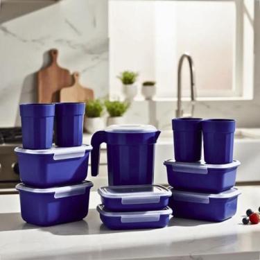 Imagem de Kit Potes Cozinha com Trava Jarra e Copo Reutilizáveis Plástico Livre 