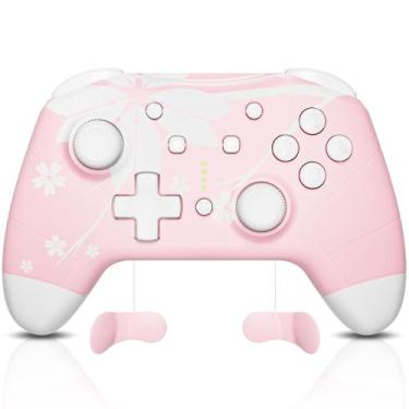 Imagem de Controlador sem fio Mytrix com botões programáveis rosa