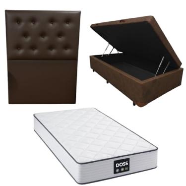 Imagem de Cama Box Baú Blindada com Colchão Doss Molas Ensacadas 30cm + Cabeceira Botonê (CORINO MARROM, Solteiro)