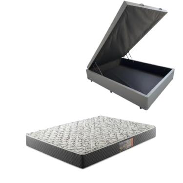 Imagem de Cama Box Baú Blindada com Colchão de Espuma D33 20cm (CORINO CINZA, Casal)