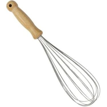 Imagem de Batedor Manual de Claras em Aço Inox, Cabo de Madeira, 34 cm