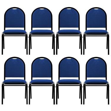 Imagem de Kit 8 Cadeiras Hoteleiras Auditório Empilhável Linho M23 Azul - Mpozenato