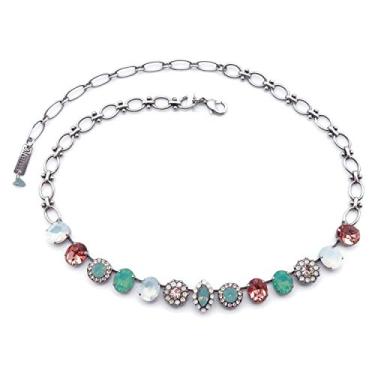 Imagem de Colar Mariana Seaside Day Swarovski de cristal prateado verde e verde e mosaico de pêssego 23439