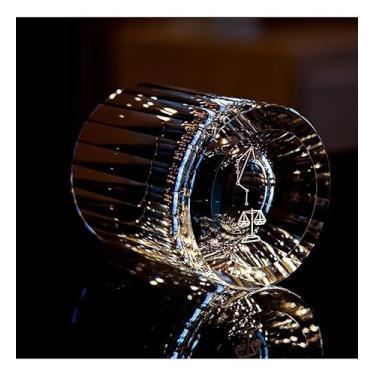 Imagem de suigetsu Copo de cristal de uísque | Corte à mão, gravado, doze constelações e astrologia/design inspirado em horóscopo para suco, presentes de horóscopo de bar de água para casa 293 ml (Libra)