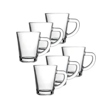 Imagem de Kit com 6 Xícaras para Café Jogo com 6 Xícaras de Vidro Transparentes para Café – 70ml, Modelo Liso, Elegantes e Resistentes