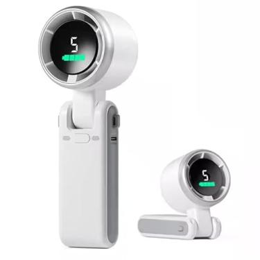 Imagem de Display digital dobrável pequeno ventilador turbo, ventilador portátil recarregável (Ventilador Pequeño de Mano Plegable de Alta Velocidad con Pantalla Digital – Turbo Recargable y Portátil)