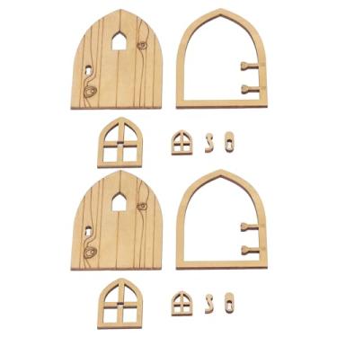 Imagem de TOPINCN 2 Conjuntos de Mini Kit de Porta para Casa de Bonecas, Janela de Madeira para Móveis de Porta Em Miniatura 1:12 Com Fechadura e Olho Mágico para Decoração de Cena de Casa de