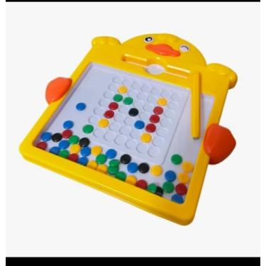 Imagem de Brinquedo Educativo Infantil com Mosaico de Pinos Coloridos, Tabuleiro Amarelo,Jogo de Encaixe para Desenvolvimento da Criatividade, Estimula a Criatividade, Coordenação Motora e Concentração.