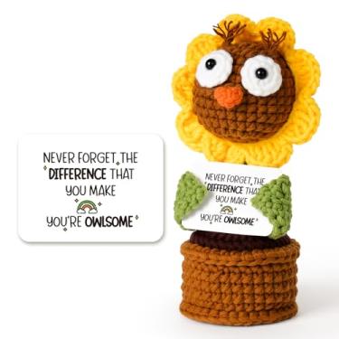 Imagem de Thank You Gifts for Women - Emotional Support Crochet Owl Flower - Never Forget The Difference You Make - Birthday Retirement Appreciation Gifts for Coworkers Boss Friends Mom Teacher Mentor Nurse