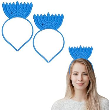 Imagem de Faixa de cabeça de Hanukkah Menorah – Menorá que brilha no escuro – Decoração de Hanukkah que brilha no escuro – Ótimo para festa do Hanukkah (pacote com 2)