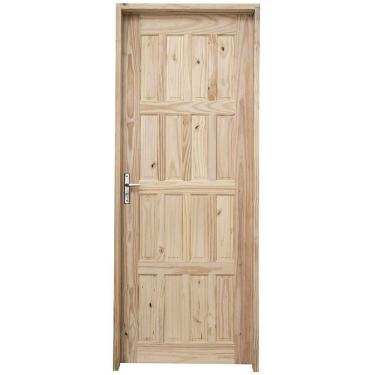 Imagem de Kit Porta de Madeira Pinus Grantok M09 Externa, Abertura à Direita 213x96 cm