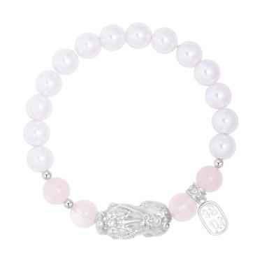 Imagem de Pulseira 999 Silver Pixius com cristal rosa e pérola falsa
