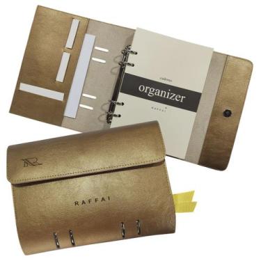 Imagem de Caderno Organizer 128-R Personalizado Raffai Couros, Dourado