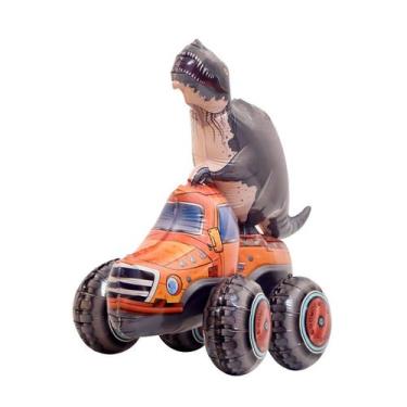 Imagem de Caminhão de construção de dinossauros 3D com balão metalizado 72x58cm 