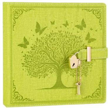 Imagem de MINICAGIE Diário com cadeado e chaves para meninas, 256 páginas, diário bloqueado para mulheres, caderno quadrado de couro com cadeado em forma de coração, presente para meninas, mulheres, esposa