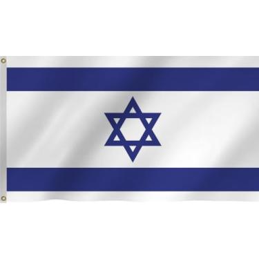 Imagem de Bandeira de Israel - 3,5 x 4,5 m - Poliéster 100D Israelense - Faixa judaica com dois ilhós de metal - Resistente ao desbotamento - Cores vívidas - Costura dupla com dois ilhós de latão, decoração