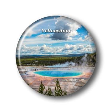 Imagem de Wyoming Yellowstone Grand Prismatic Spring Adesivo Ímã de Geladeira Vidro Cristal 3D Ímãs de Geladeira Viagem Cidade Yellowstone Colecionável Lembrança Presentes Decoração de Geladeira