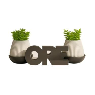 Imagem de Vaso decorativo com a palavra Ore e confiança super forte, tijolos decorativos grandes(Preto/Branco)