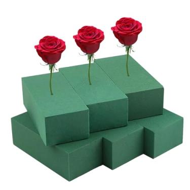 Imagem de Sissatthai 6 peças de blocos de espuma floral verde para arranjos de flores - Tamanho grande 23 cm x 10,5 cm x 6,9 cm, blocos de espuma de flores úmidas e secas floristas espumas de plantas bloco de